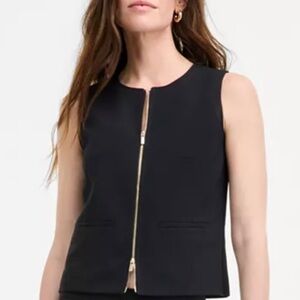 Bar III Black Sleeveless Zip-Front Top